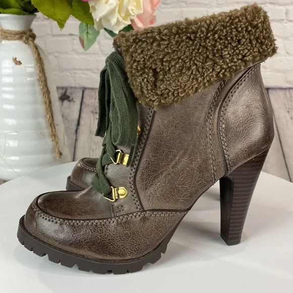 FEEGALICIOUS Brown Lace Up AnkleHigh Heel Bootie - Picture 4 of 17